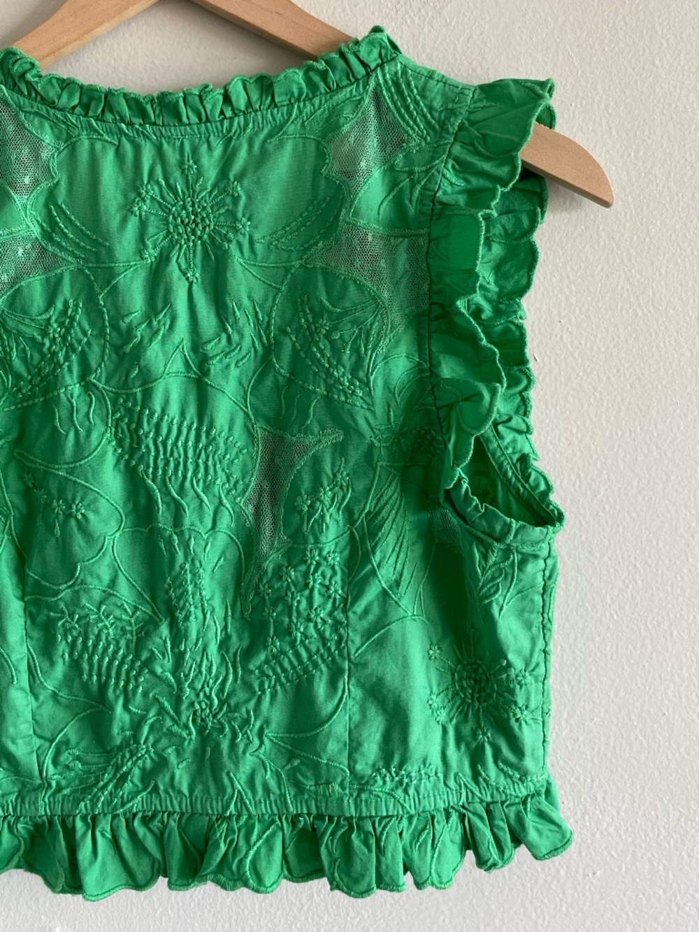 Free People All The Ways Top Grass Green Embroidered XS NWT - Picture 11 of 16